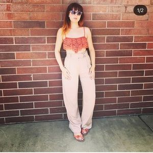 H&M Belted HighWaisted Khaki Trousers